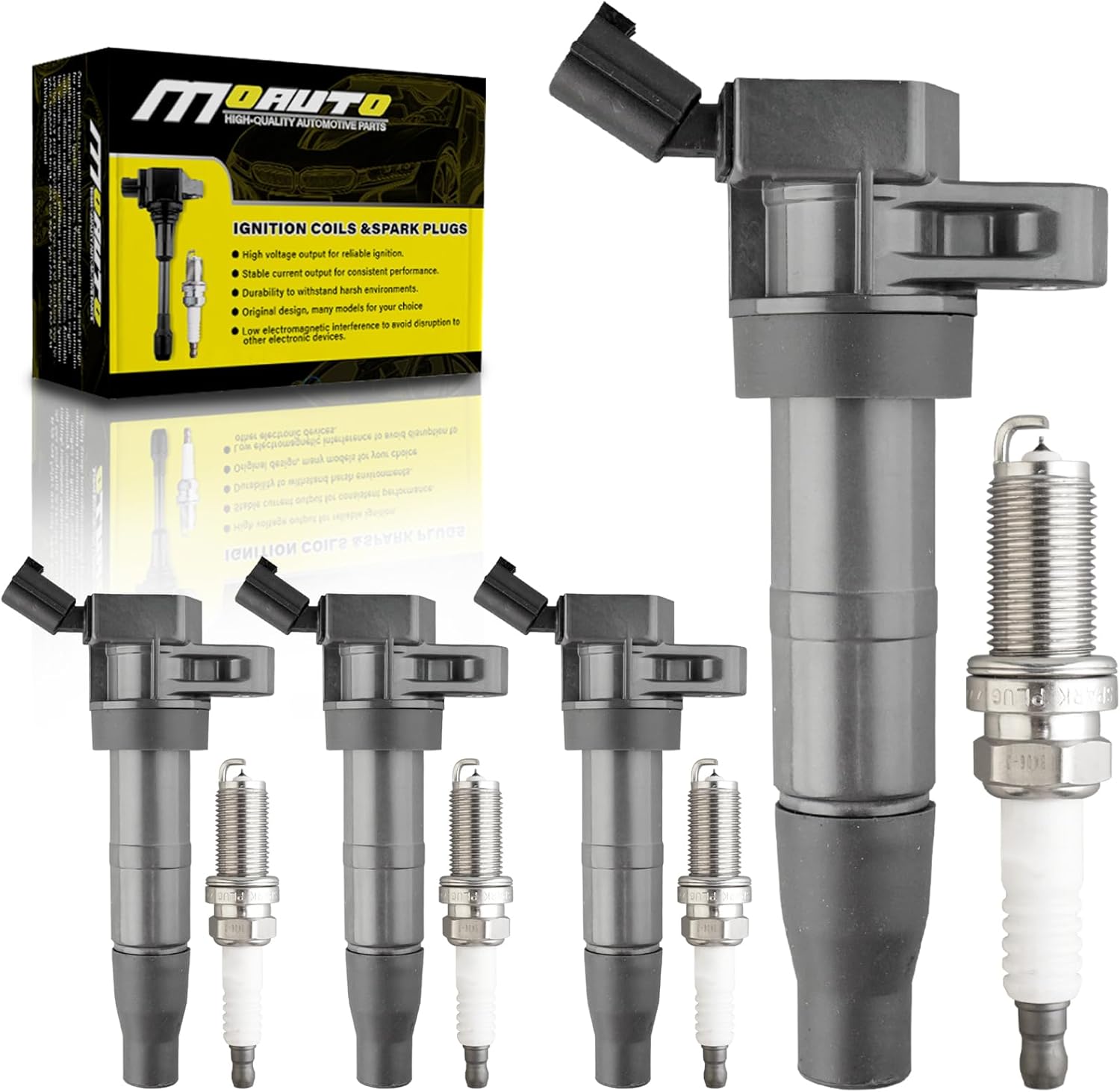 Premium Ignition Coil Set of 4 UF-611 for Hyundai Genesis Equus Santa Fe & Kia Forte