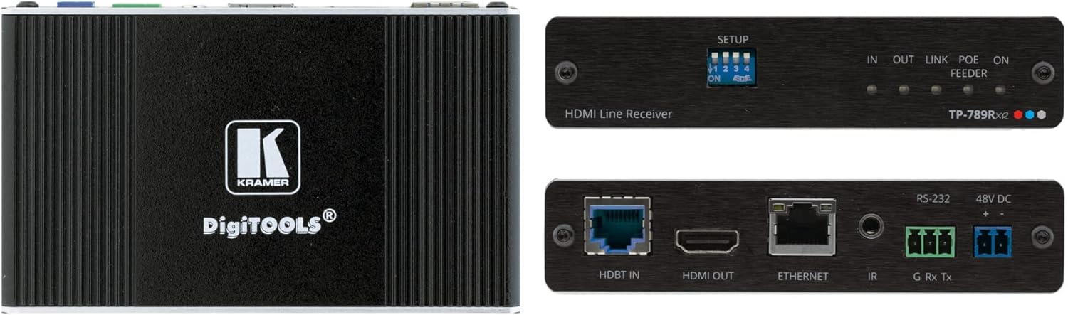 Kramer TP-789RXR 4K60 HDMI HDBaseT Receiver with Bidirectional PoE for Pro AV Systems