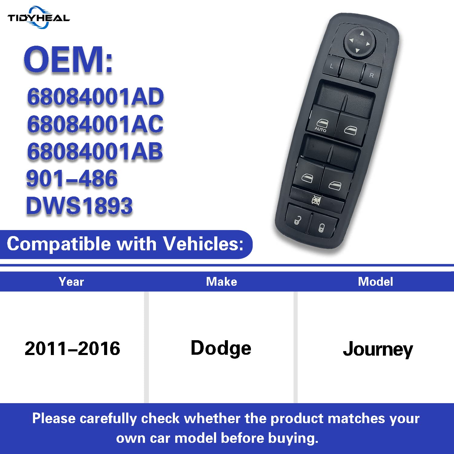 Dorman Power Window Switch 901-486 for 2011-2016 Dodge Journey