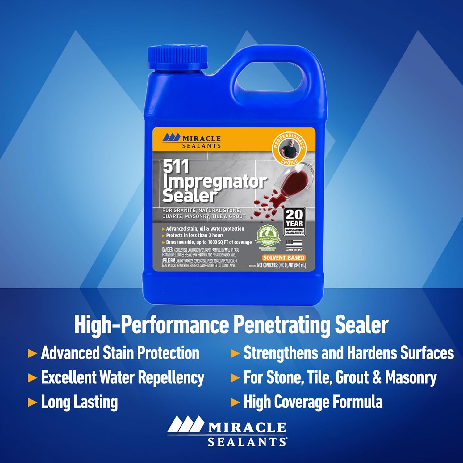 Miracle Sealants 511 Impregnator Penetrating Sealer 511PT6 for Stone, Grout & Tile - 1 Pint
