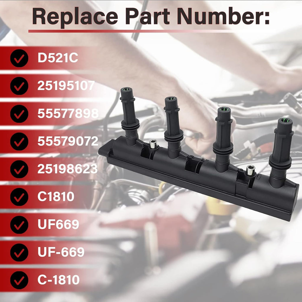 JUEDIMA Ignition Coil Pack 55579072 for 11-15 Chevrolet Cruze & 12-18 Sonic 1.8L