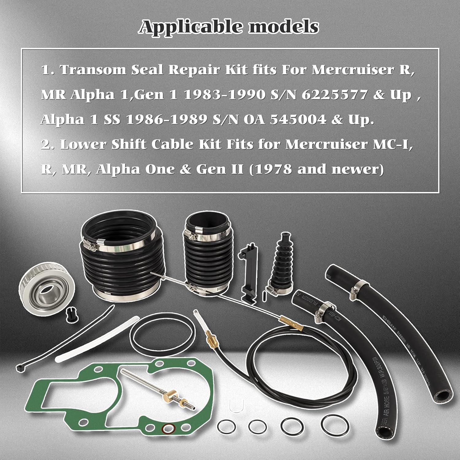 MerCruiser Alpha One Gen 1 Transom Bellows & Gimbal Bearing Kit 30-803097T1 for 1983-1990