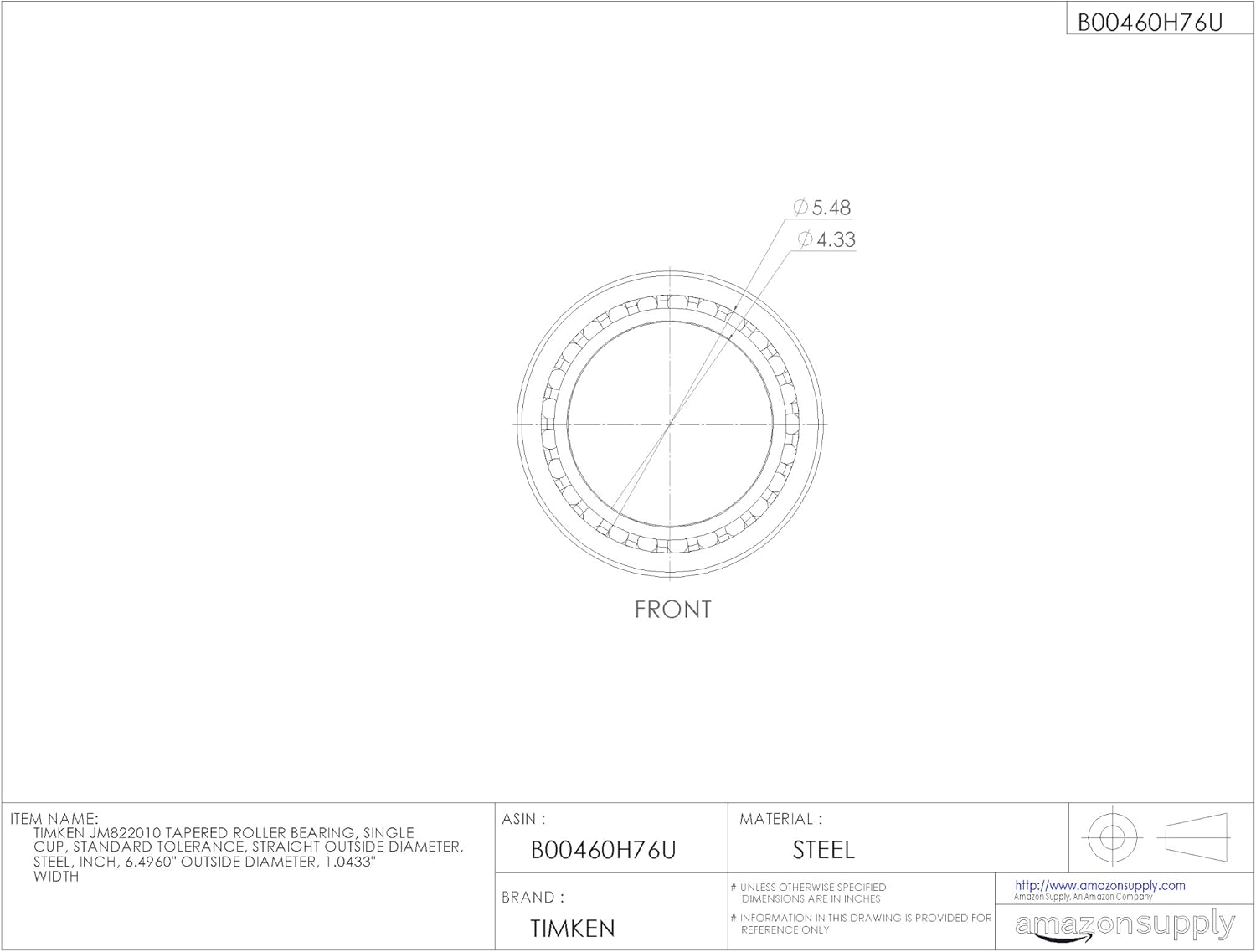 Federal-Mogul JM822010 Tapered Roller Bearing Race for RAM 2500/3500 and Ford Super Duty