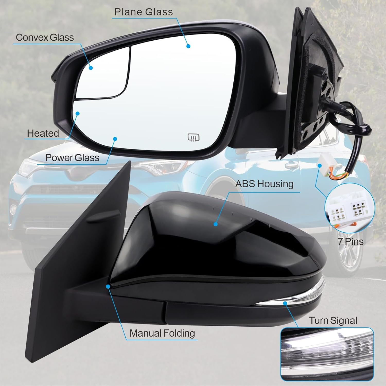 Aftermarket Replacement Driver Side Mirror TO1320346 for 2016-2018 Toyota RAV4