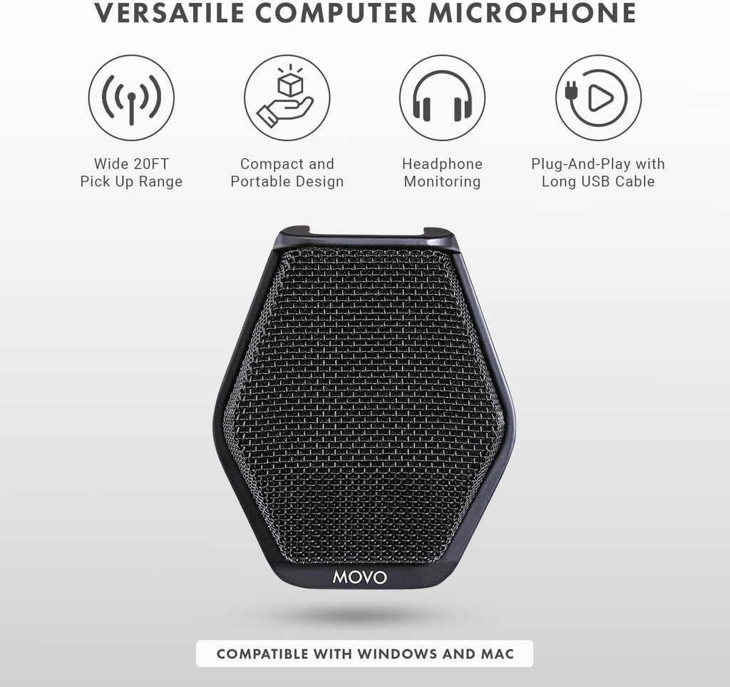 Movo MC1000 Conference USB Microphone - Long Range Desktop Mic