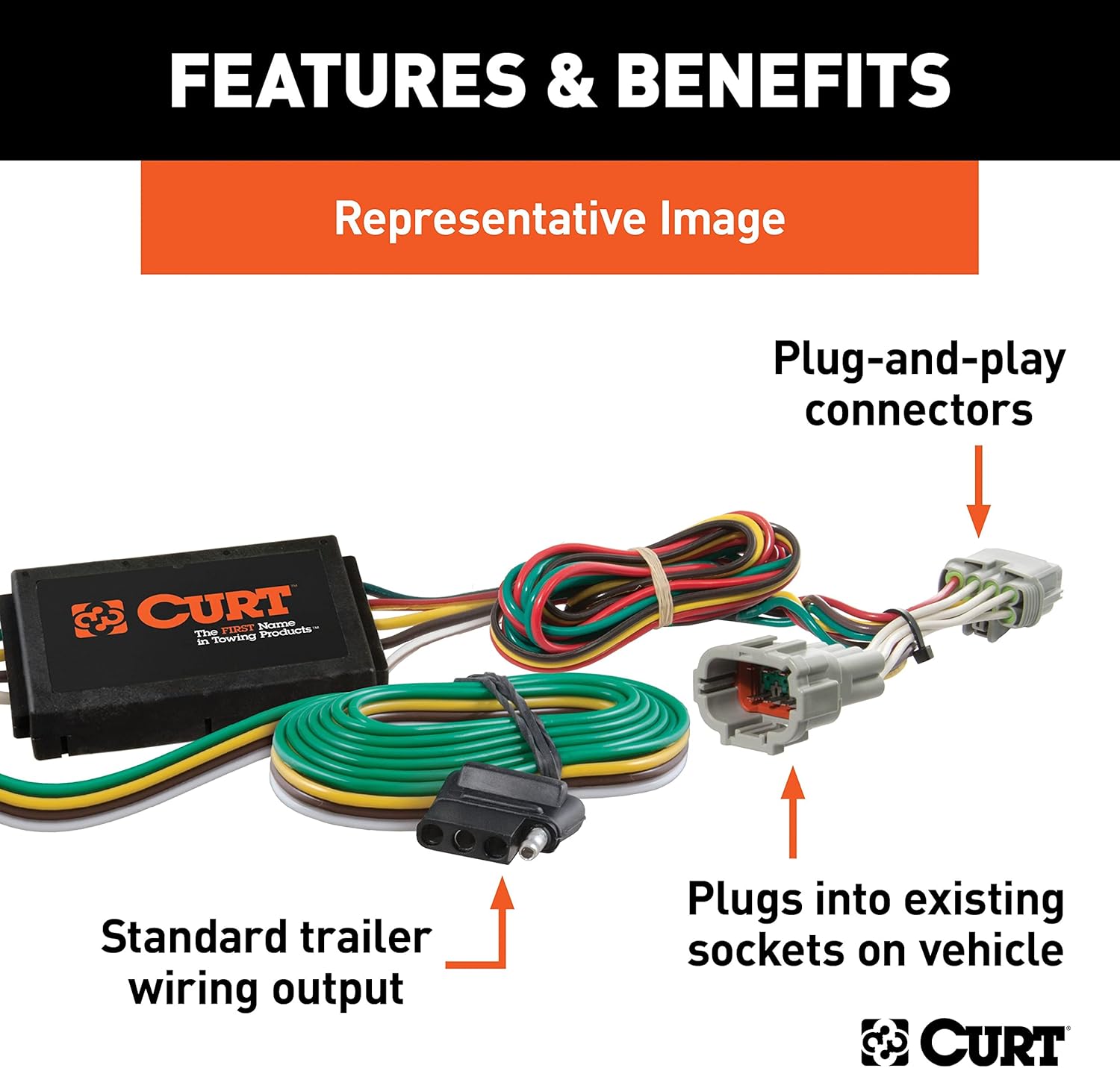 Curt Custom Trailer Wiring Harness T-Connector 56309 for 2016-2023 Scion iM & Toyota Corolla