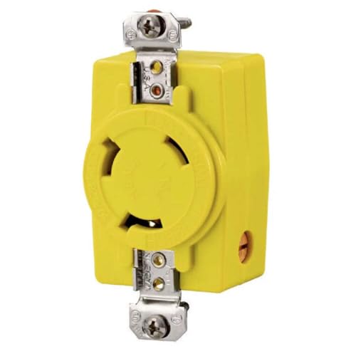 Hubbell HBL328DCR Locking Single Receptacle, 30A 28V DC, Yellow