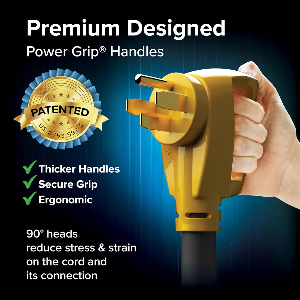 Camco PowerGrip 50-Amp 15-Foot RV Extension Cord 55194 for Motorhomes & Travel Trailers