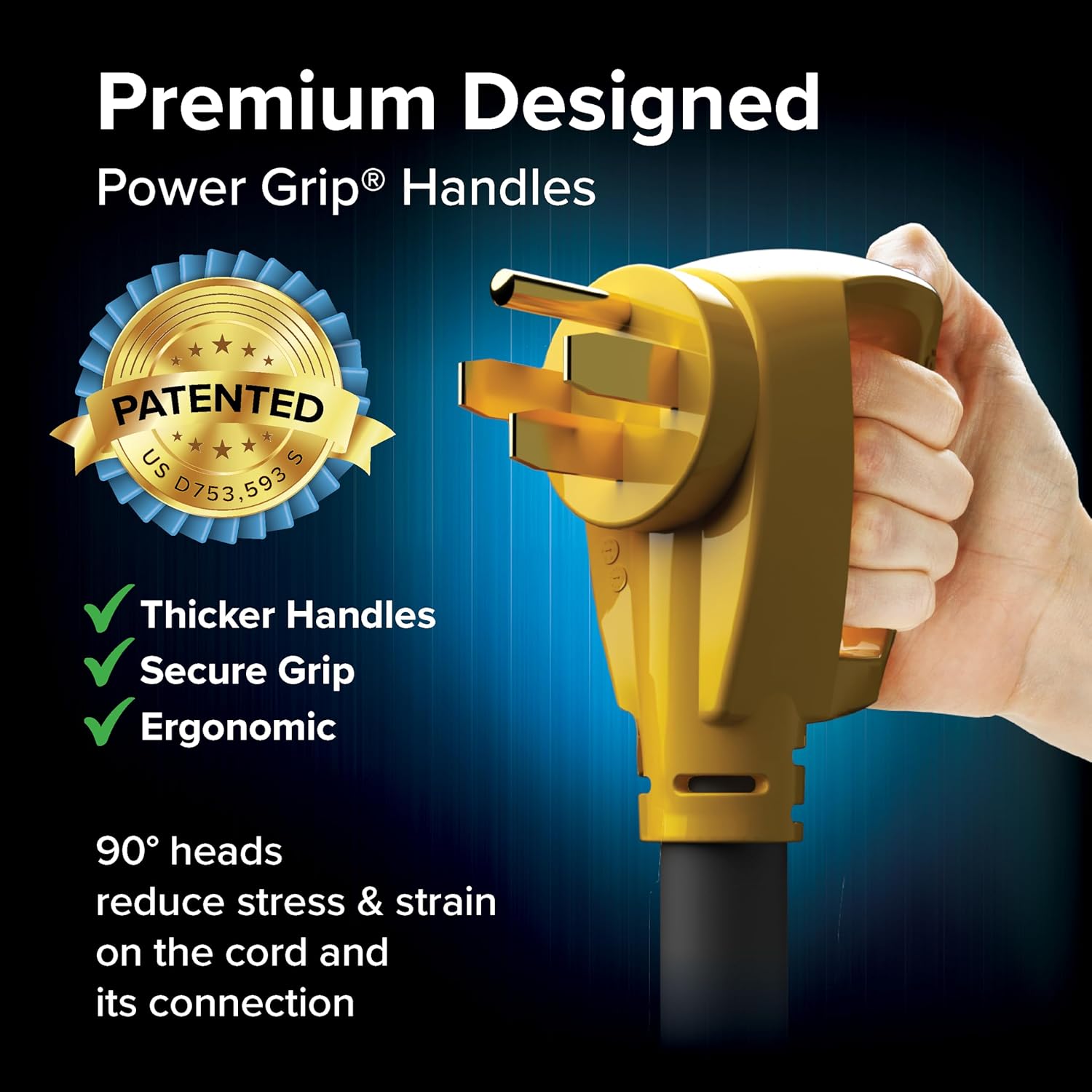 Camco PowerGrip 50-Amp 15-Foot RV Extension Cord 55194 for Motorhomes & Travel Trailers