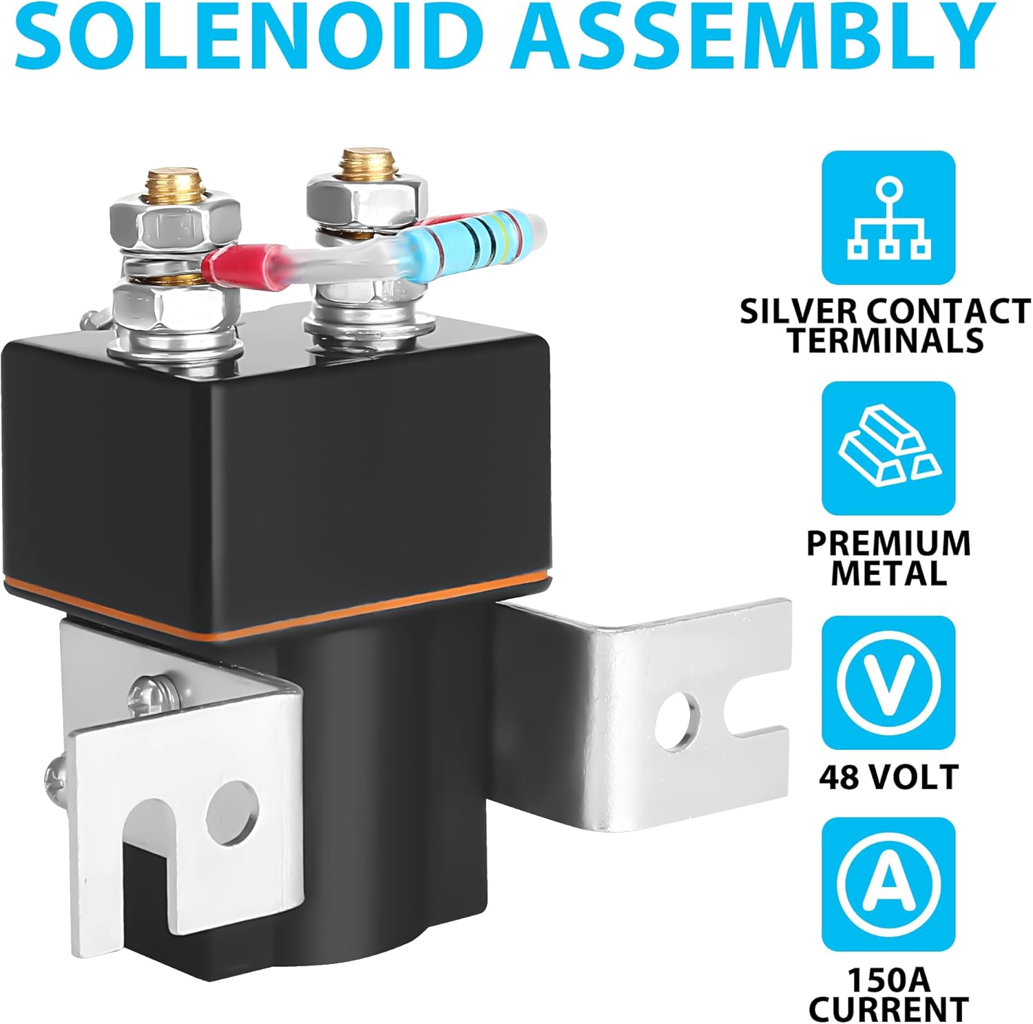 Trombetta 48V 4-Terminal 200A Continuous Duty Solenoid 114-4811-020 for Yamaha G22 G29 Golf Carts
