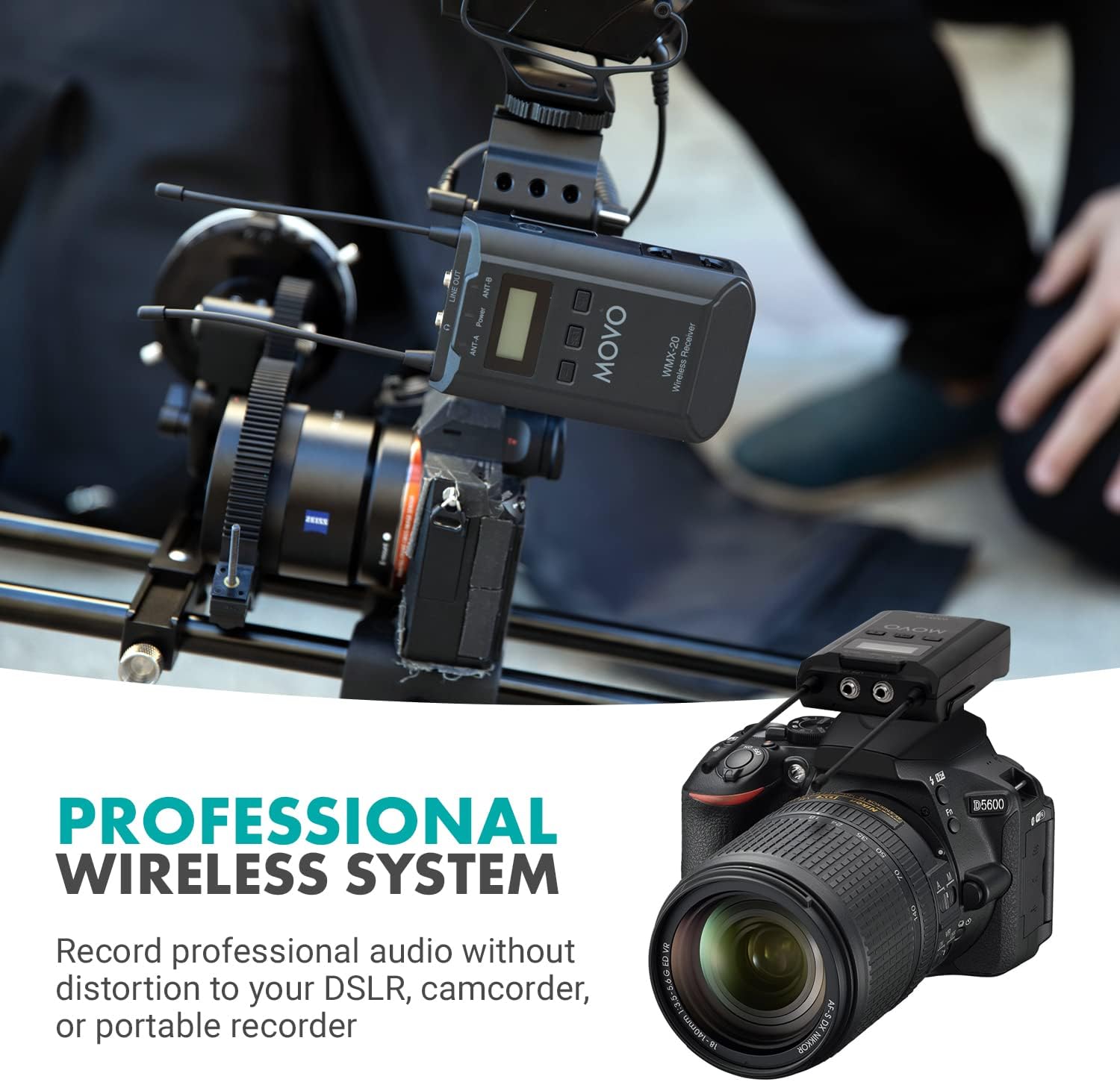 Movo WMX-20-DUO UHF Wireless Dual Lavalier Microphone System for DSLR and Camcorders
