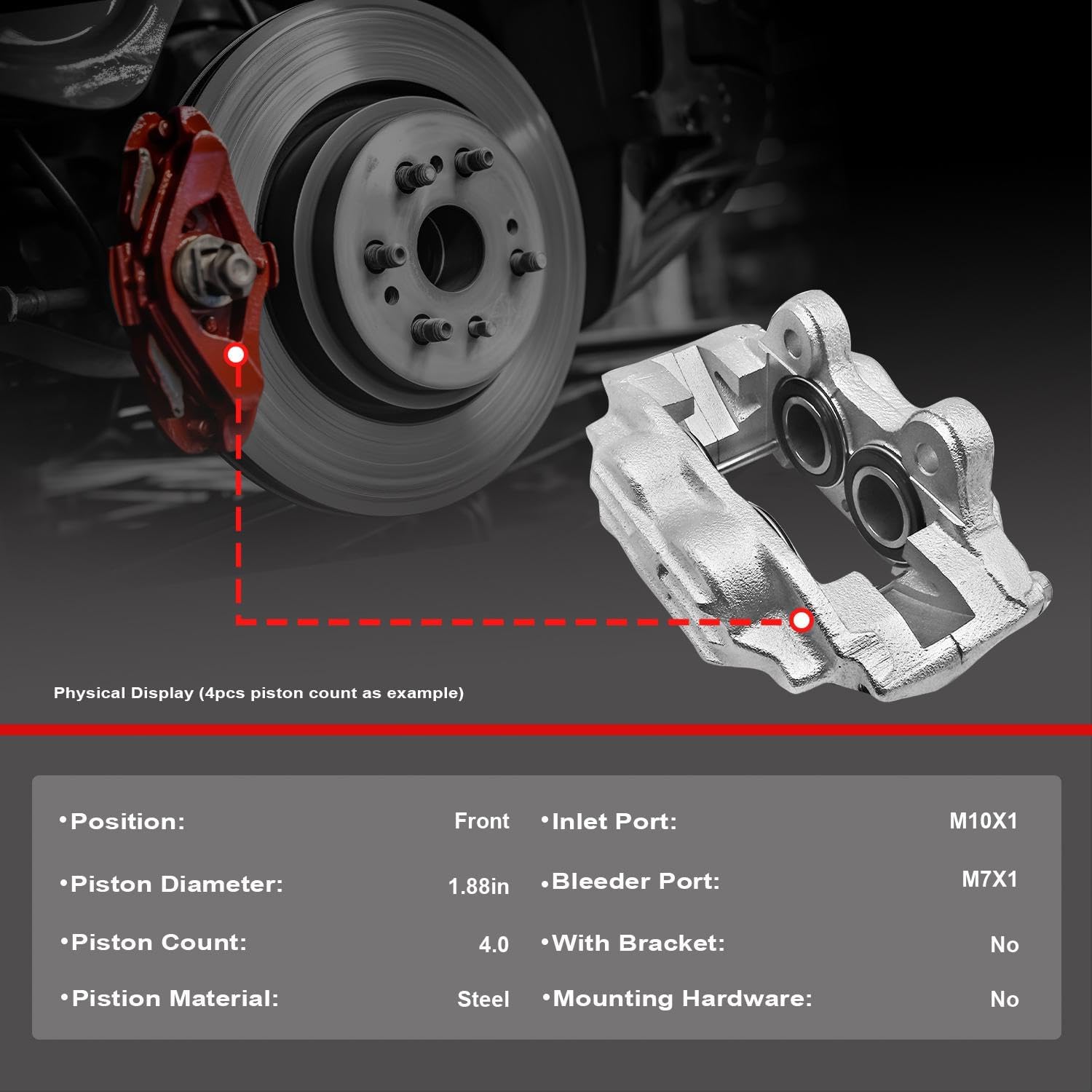 Premium Front Left 4-Piston Brake Caliper 141-44306 for 2014-2020 Toyota 4Runner Lexus GX460