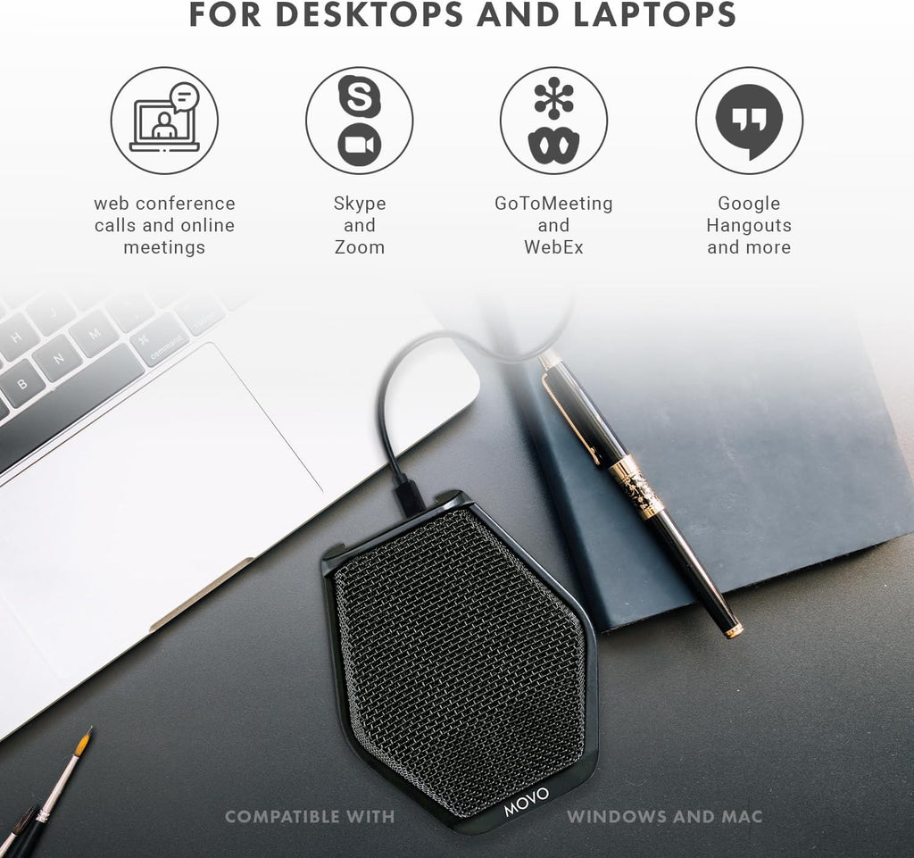 Movo MC1000 Conference USB Microphone - Long Range Desktop Mic