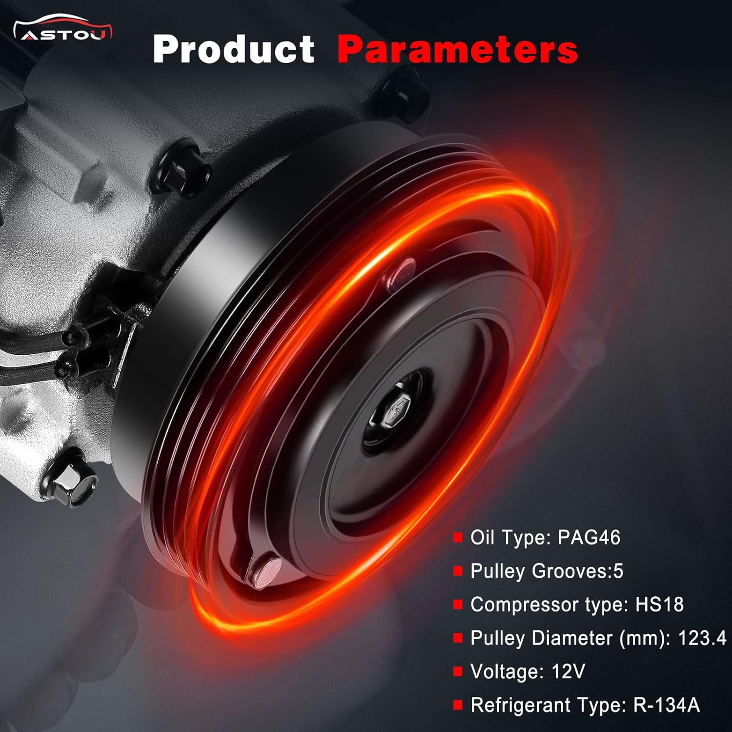 UAC A/C Compressor with Clutch CO 10703C for 01-06 Hyundai Santa Fe 2.4L
