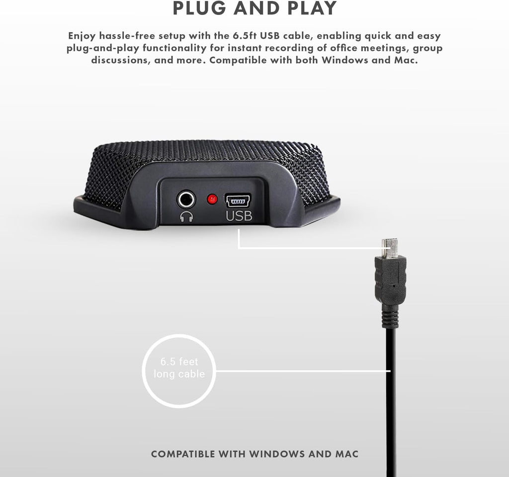 Movo MC1000 Conference USB Microphone - Long Range Desktop Mic