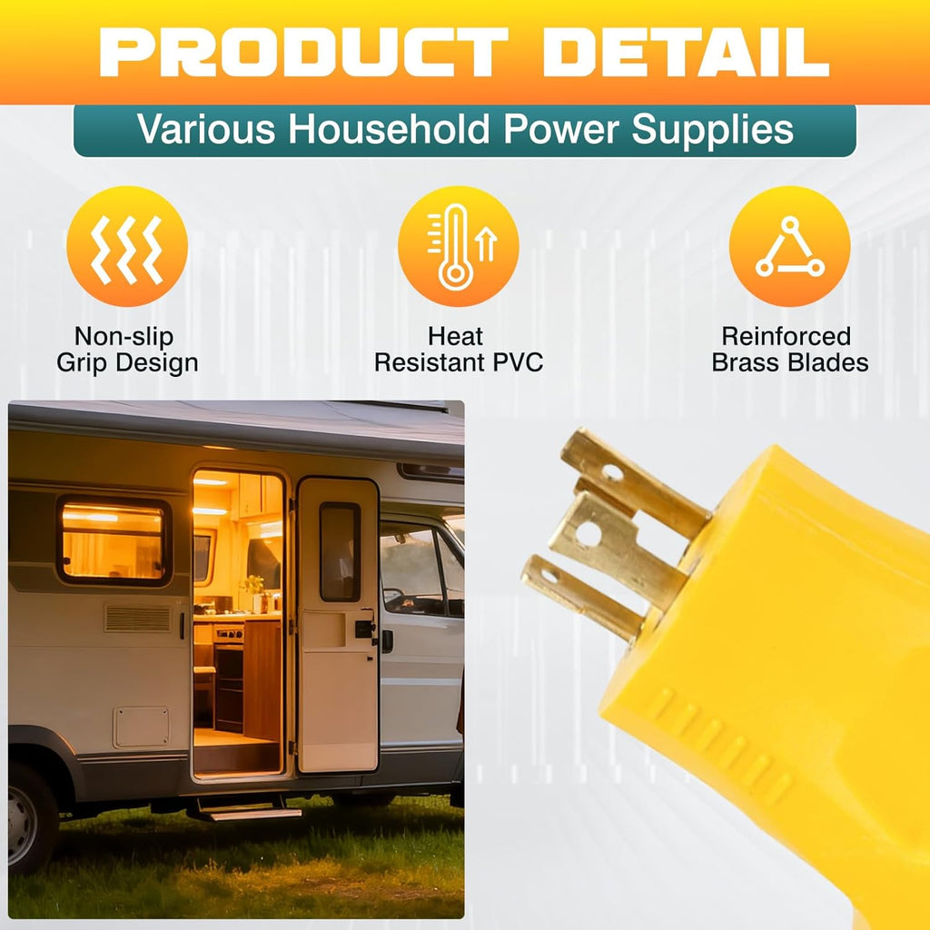 Marvine 30A to 50A Shore Power Adapter L5-30P to SS2-50R Dogbone 1.5Ft for RV & Marine