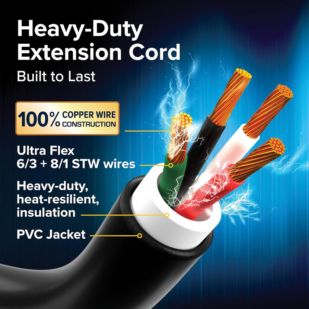 Camco PowerGrip 50-Amp 15-Foot RV Extension Cord 55194 for Motorhomes & Travel Trailers