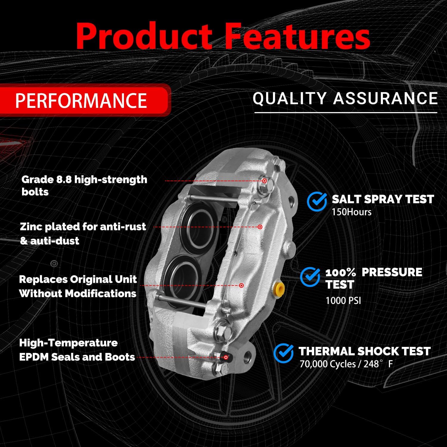 Premium Front Left 4-Piston Brake Caliper 141-44306 for 2014-2020 Toyota 4Runner Lexus GX460