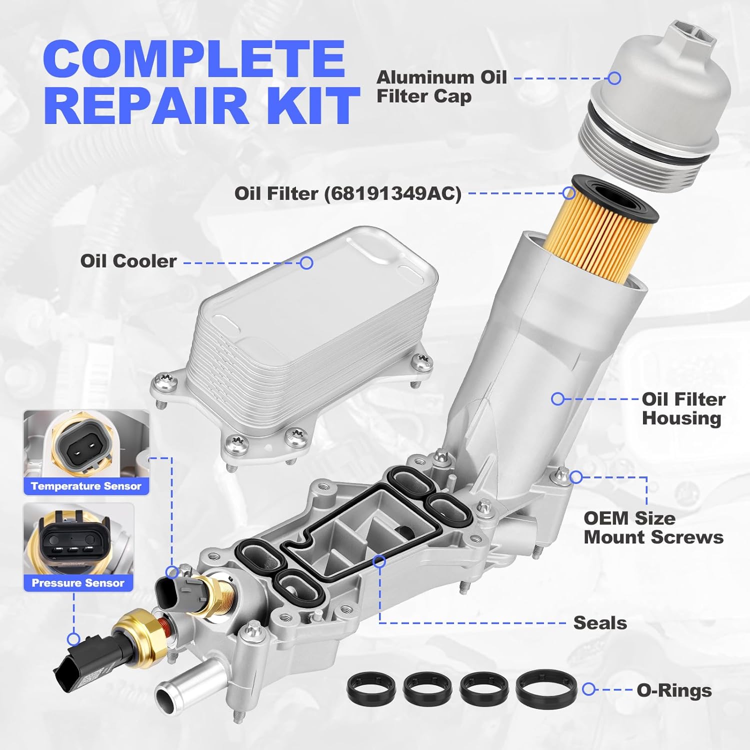 Premium Oil Filter Housing Adapter 68105583AF for 2014-2017 Jeep Dodge Chrysler Ram 3.6L V6