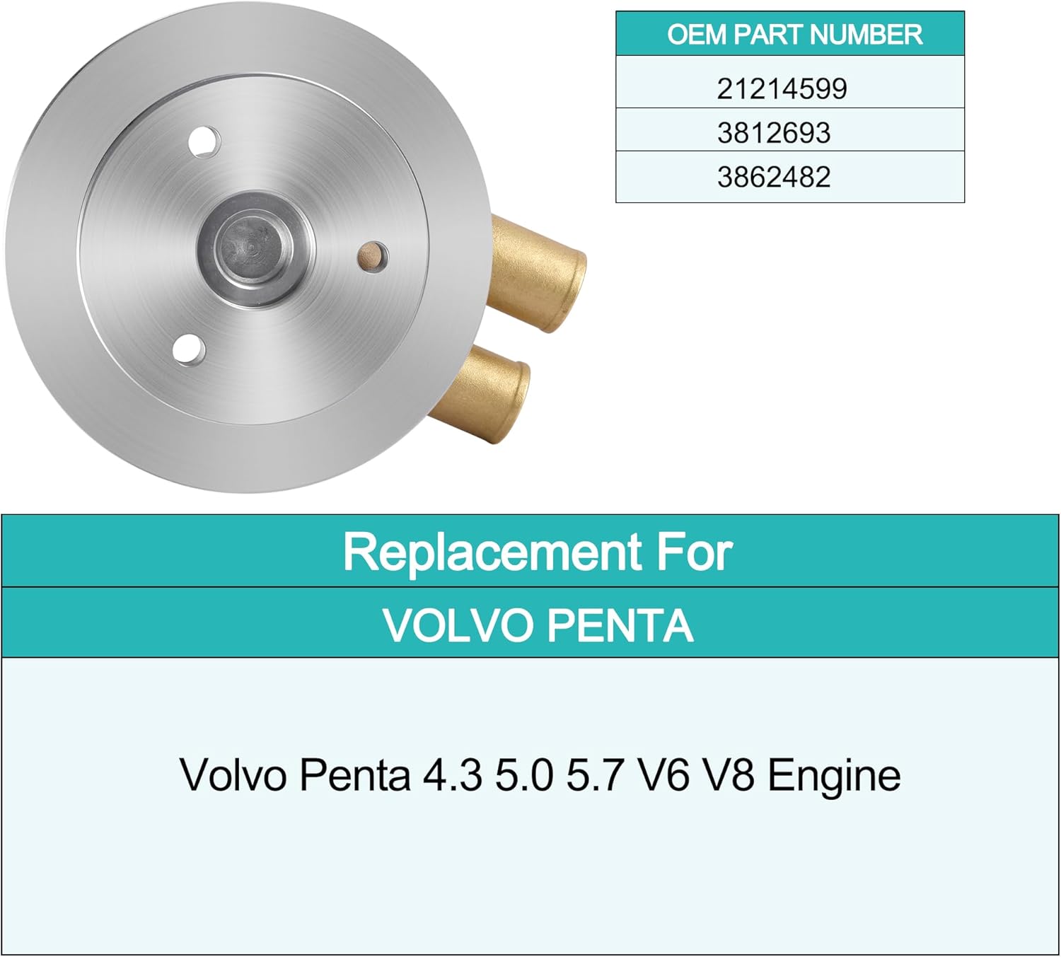 Volvo Penta Raw Water Sea Pump 21214599 for 4.3L 5.0L 5.7L Marine Engines