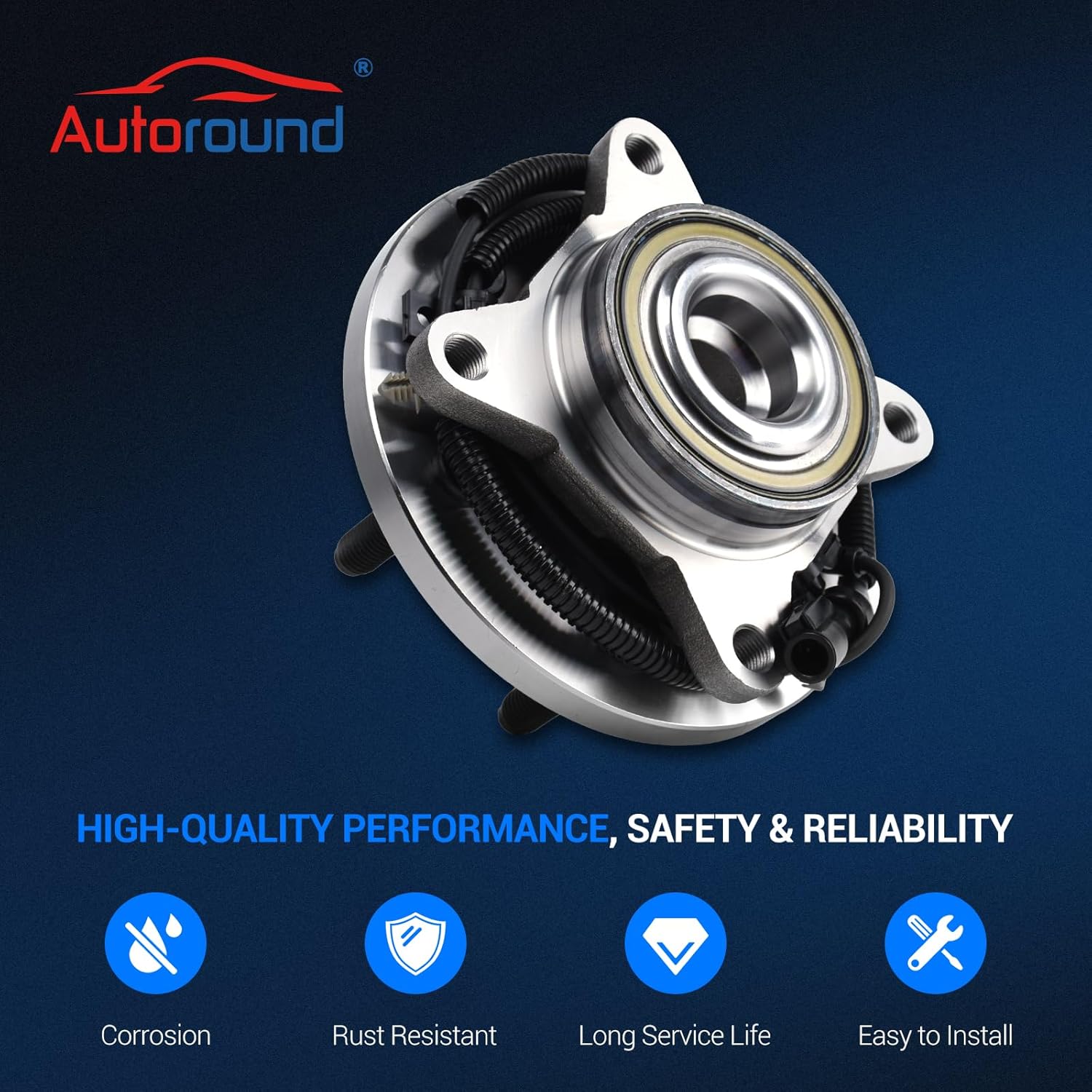 TX Front Wheel Bearing & Hub Assembly 515117 for 2009-2010 Ford F-150 2WD (6-Bolt w/ ABS)