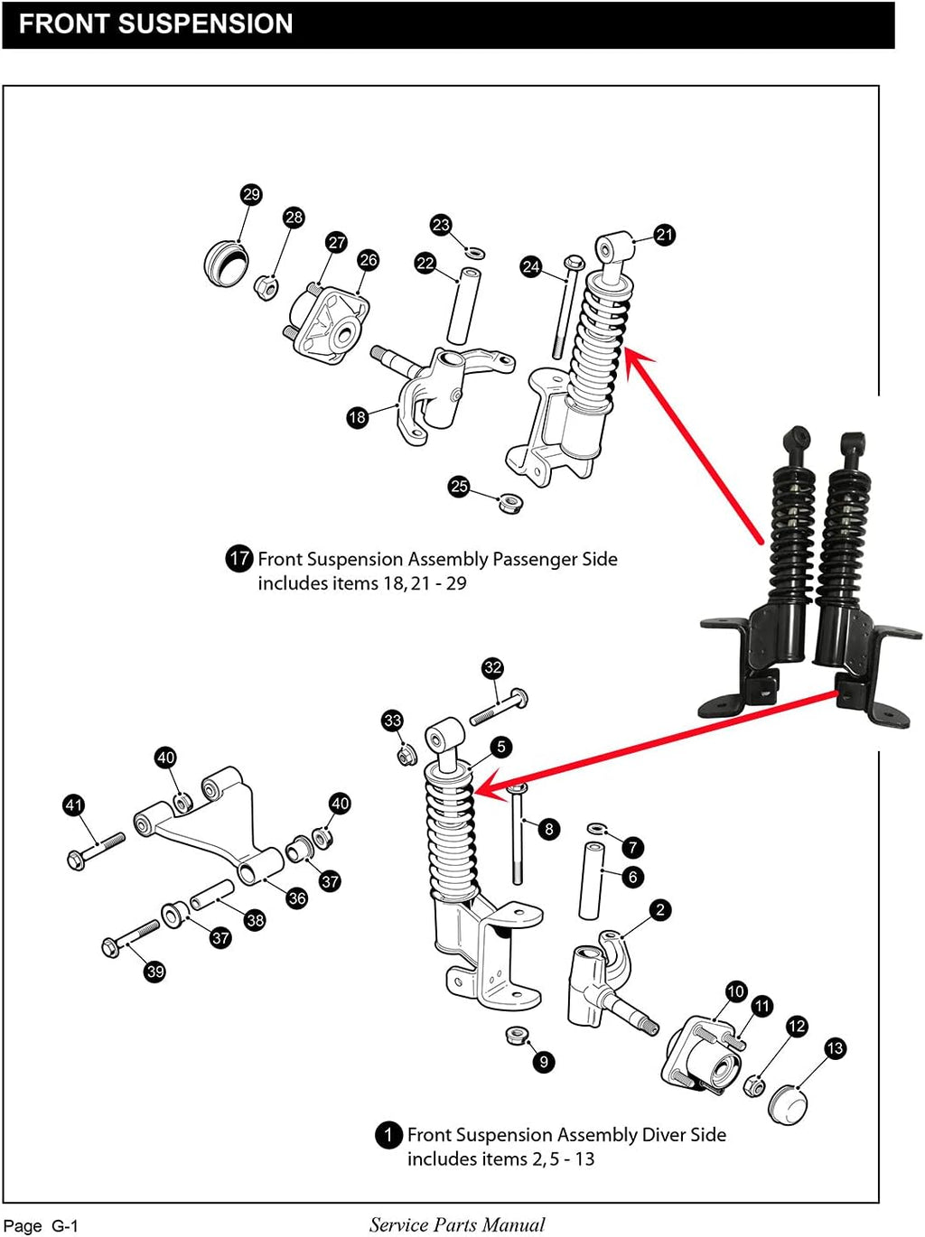 VAP Front Strut Assembly IC162261US20 for EZGO RXV Gas 2008-Up
