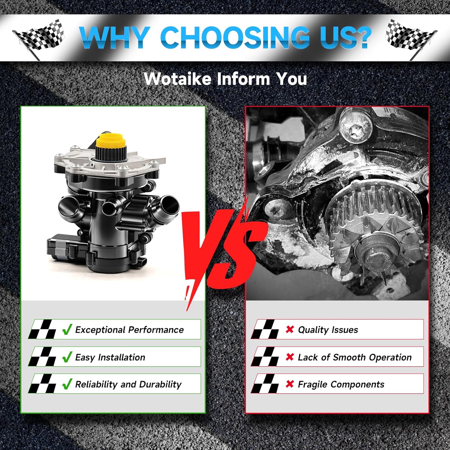 OE Replacement Thermostat & Electronic Water Pump 06L121111H for 13-20 Audi VW 1.8L 2.0L