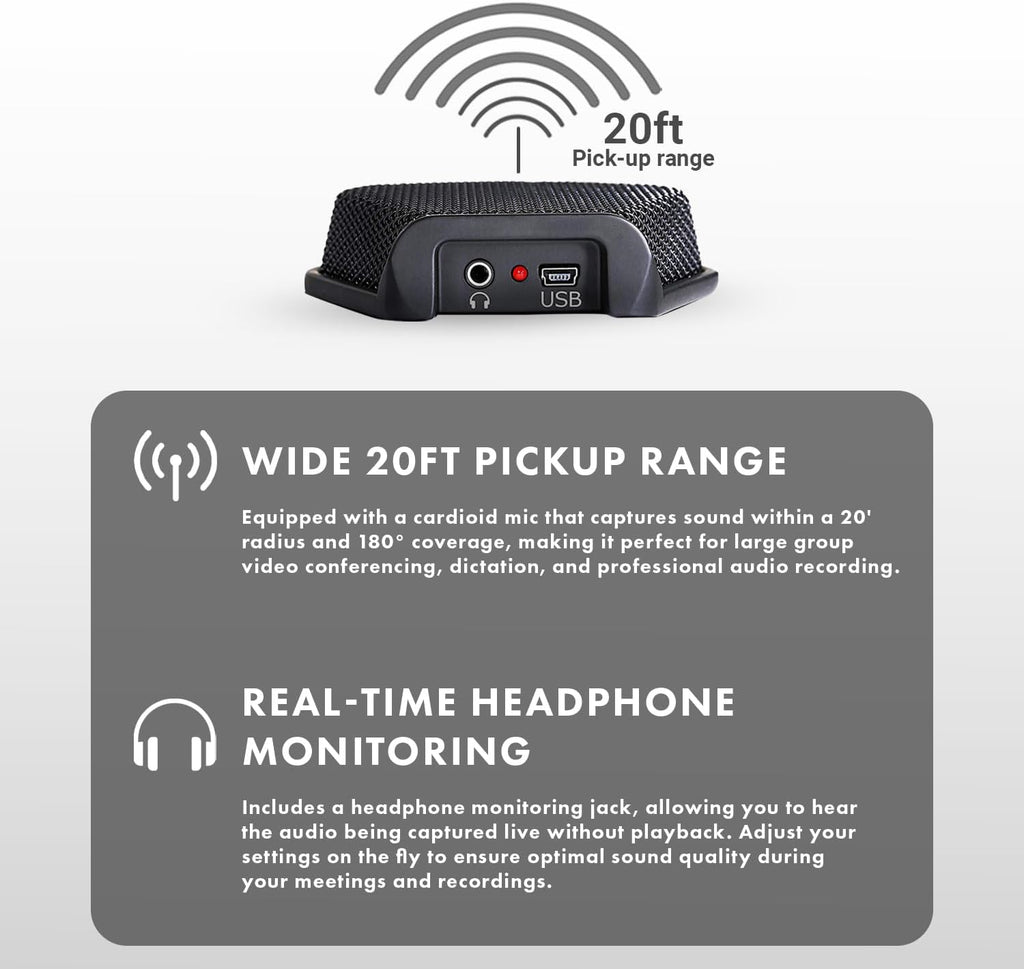 Movo MC1000 Conference USB Microphone - Long Range Desktop Mic