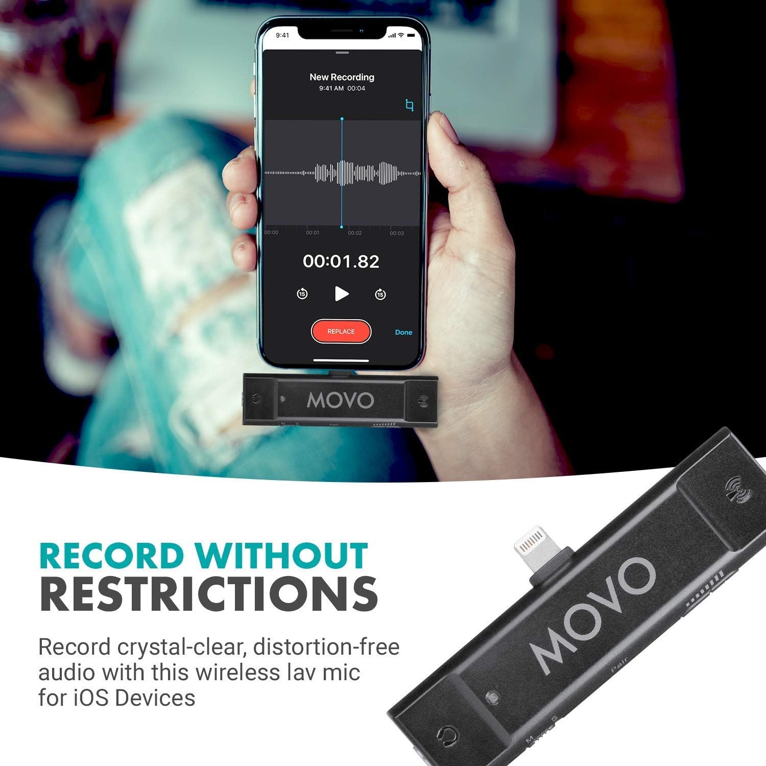 Movo EDGE-DI Wireless Lavalier Microphone System for iPhone and iPad (Lightning Connector)