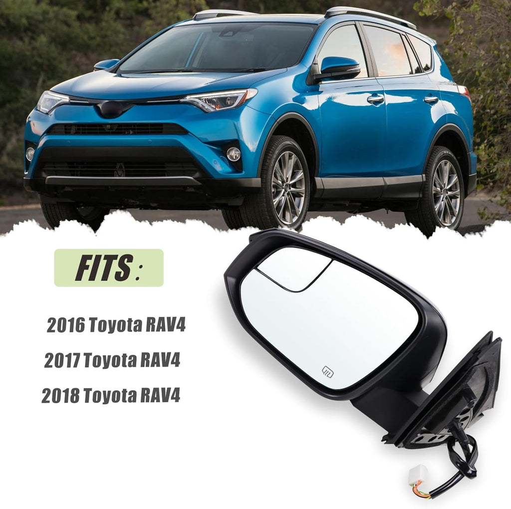 Aftermarket Replacement Driver Side Mirror TO1320346 for 2016-2018 Toyota RAV4