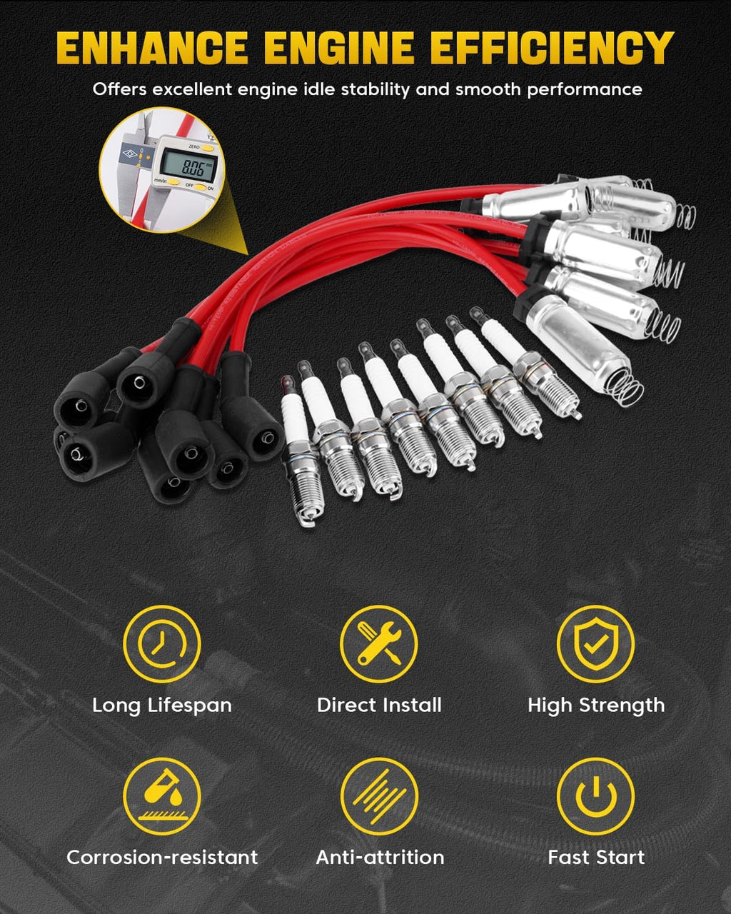 ACDelco 41-962 Spark Plugs & 9748HH Ignition Wires Set for Chevy GMC 4.8L 5.3L 6.0L