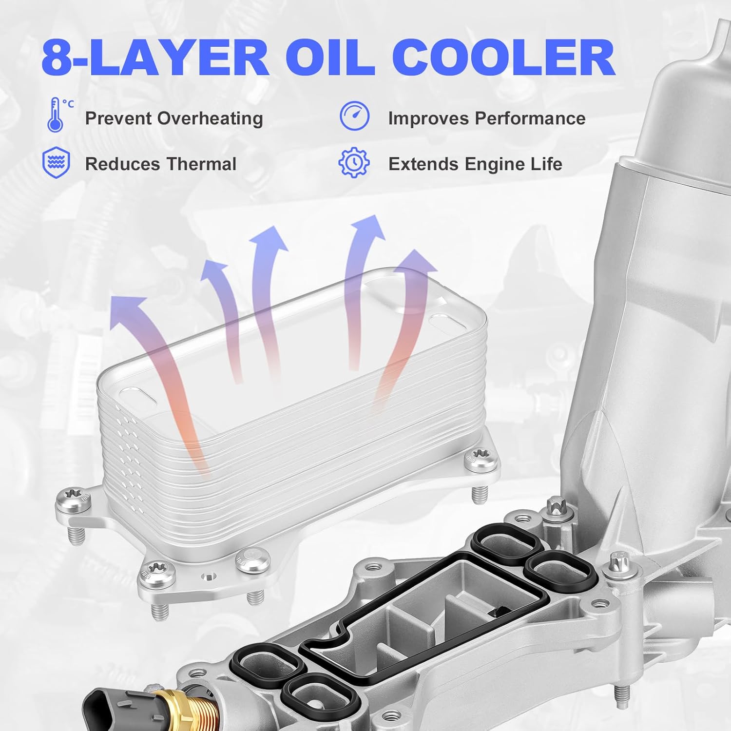 Engine Oil Filter Housing Adapter 68105583AF for 2014-2017 Jeep Dodge Ram Chrysler 3.6L V6