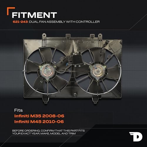 Dorman 621-243 Dual Radiator Fan Assembly with Controller for Infiniti M35 2006-2008, M45 2006-2010
