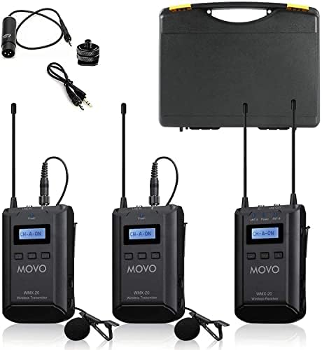 Movo WMX-20-DUO UHF Wireless Dual Lavalier Microphone System for DSLR and Camcorders