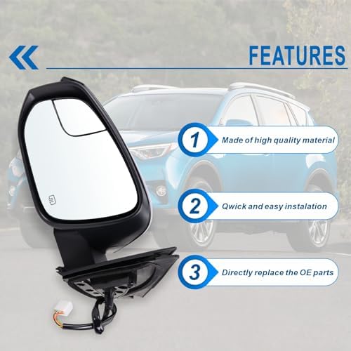 Aftermarket Replacement Driver Side Mirror TO1320346 for 2016-2018 Toyota RAV4